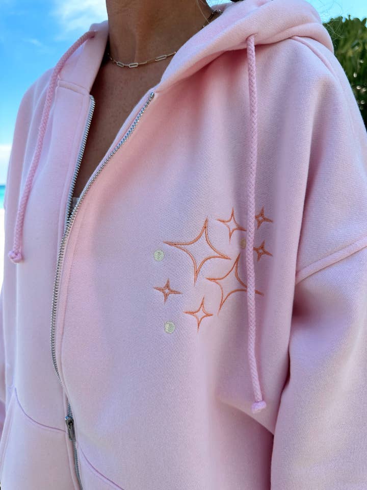 LIGHT PINK Sunset Rays Zip-Up Hoodie for wholesale on Faire