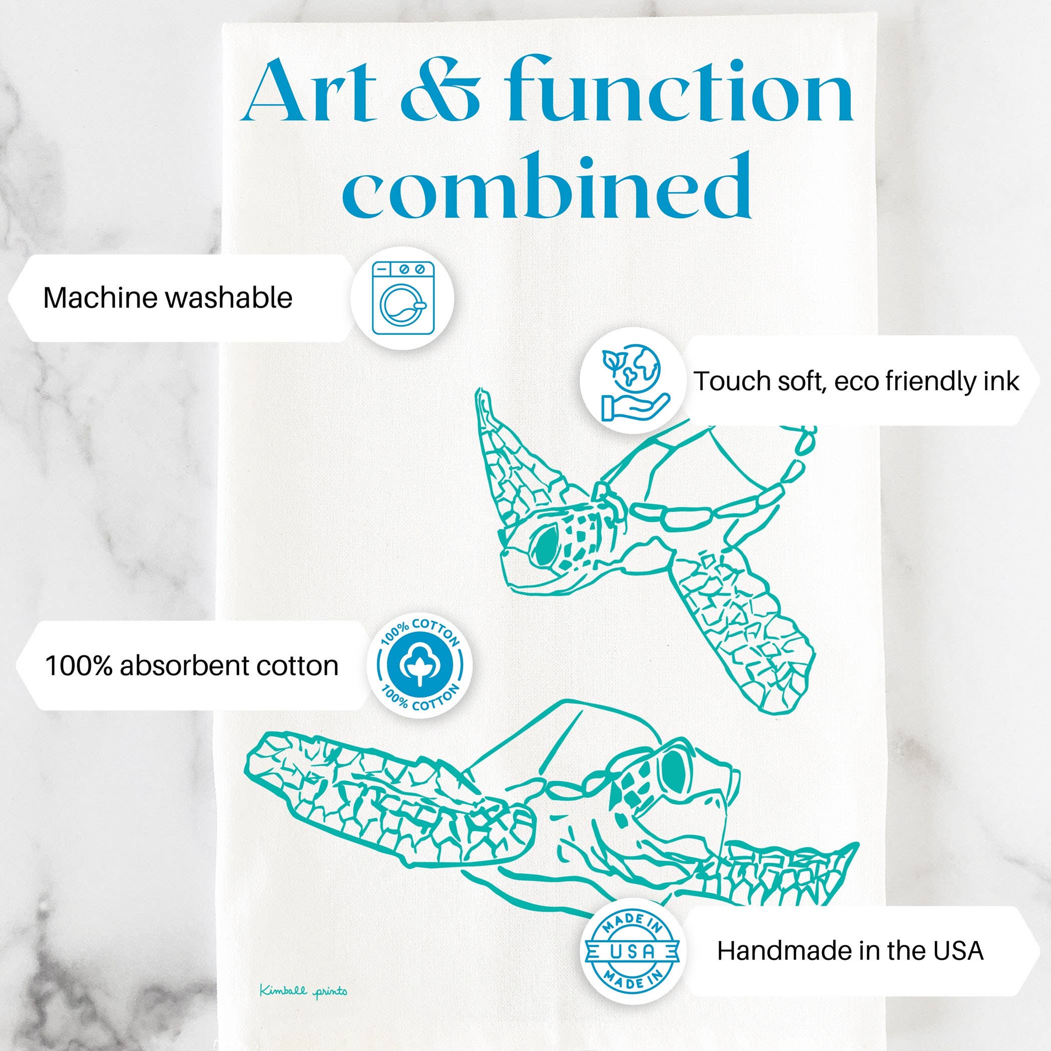 Kimball Prints - Wholesale Tea Towel - Sea Turtles Cotton Tea Towel | Tropical & Coastal Collection2