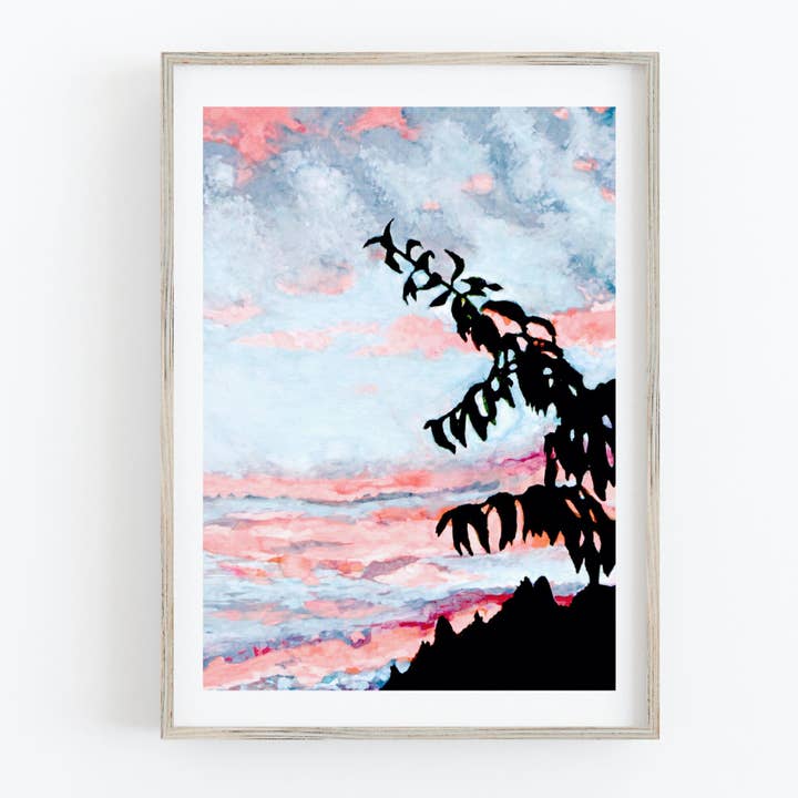Colourful Sunset Art Print - Lockdown Skies No2 for wholesale by Drawn Together Art Collective