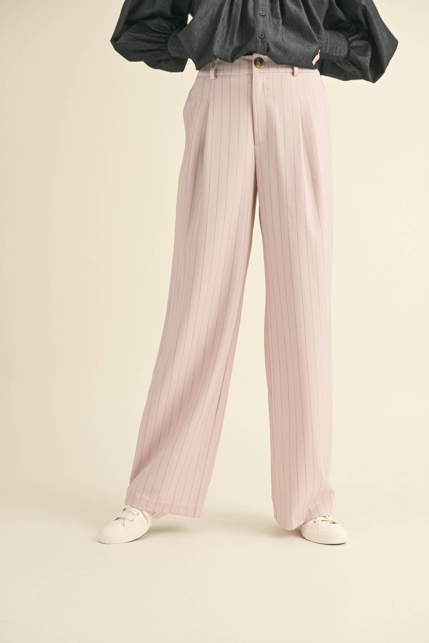 &MERCI - Wholesale Pants - Women's - WIDE LEG PINSTRIPE TROUSERS MP341119
