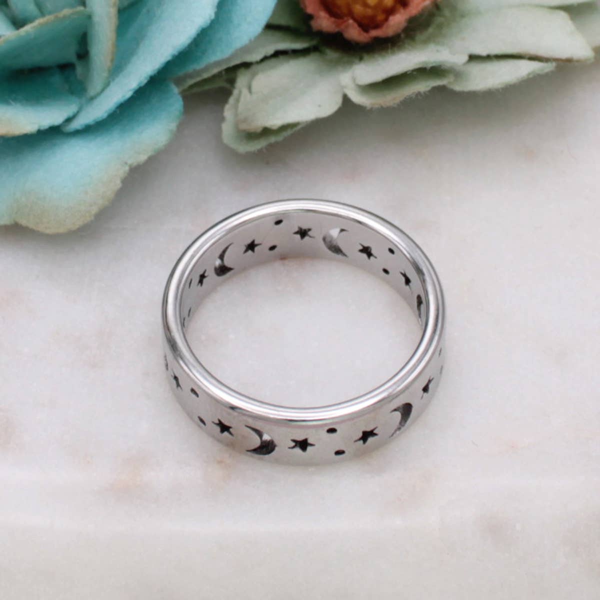 ZAD - Wholesale Band/Stacked Ring - Celestial Dream Moon Star Band Ring3