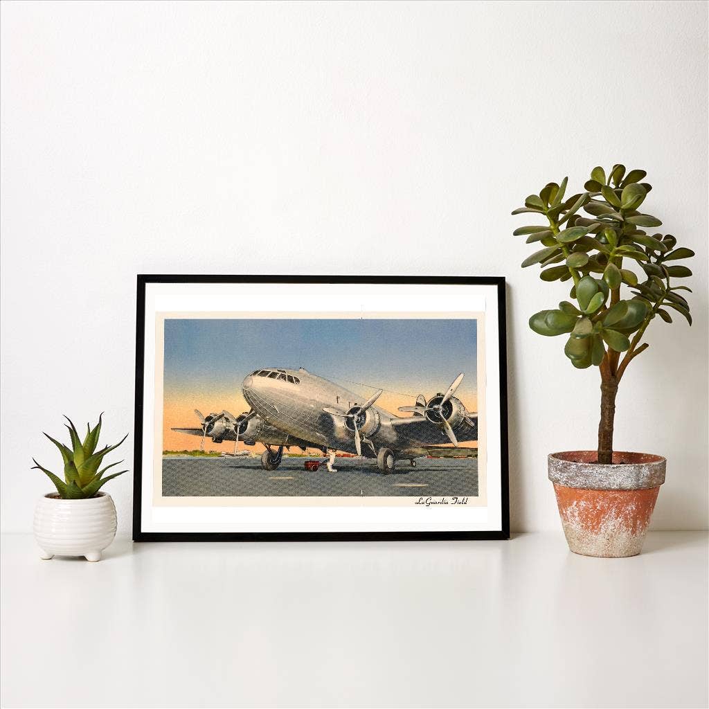 Found Image Press - Wholesale Art Print - Art Print AV-277 Propeller Airplane at LaGuardia Field1