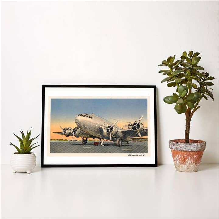 Found Image Press - Wholesale Art Print - Art Print AV-277 Propeller Airplane at LaGuardia Field1