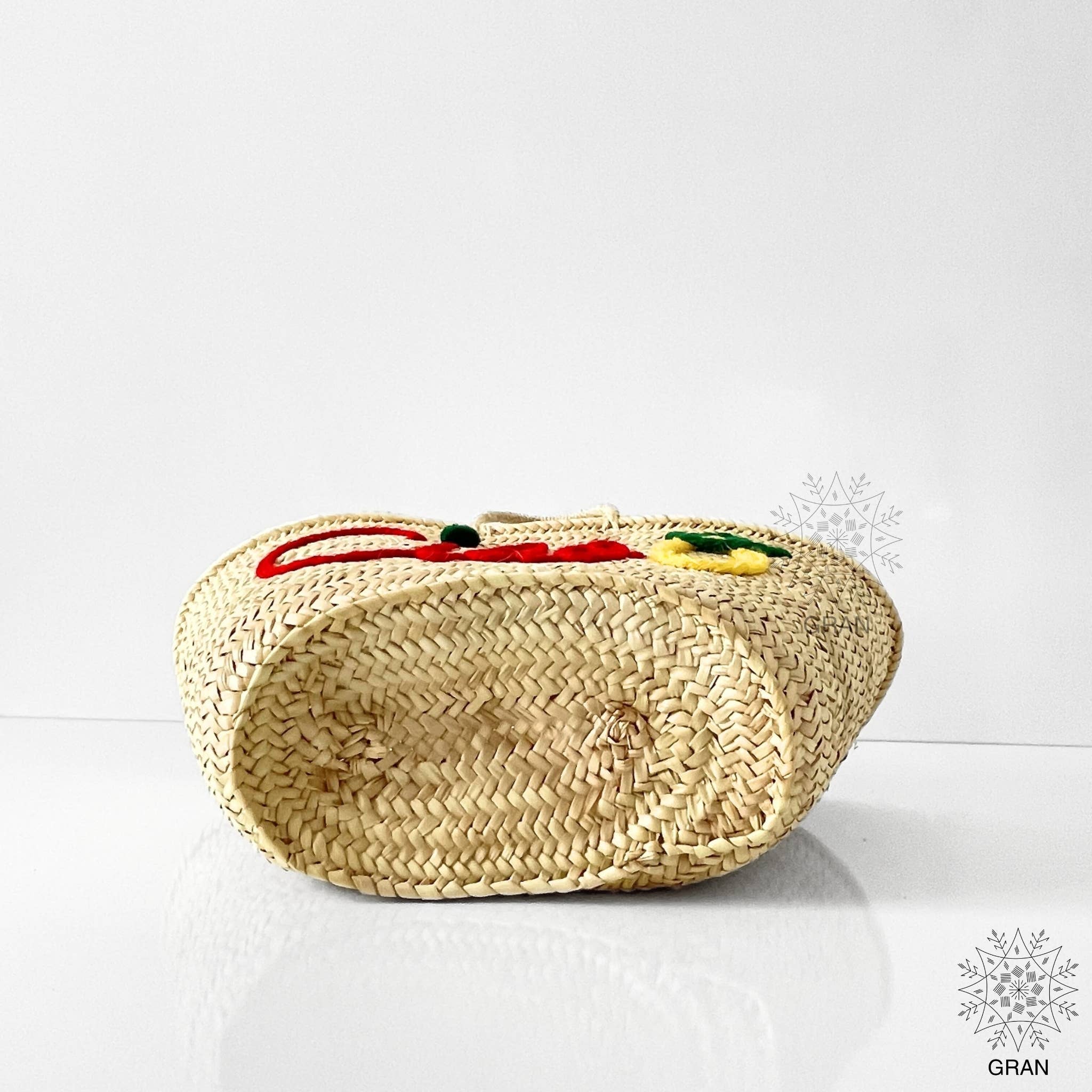 Gran Wholesale - Vente Sac de plage - Sacs en paille brodés personnalisés avec anses courtes, sac cabas10