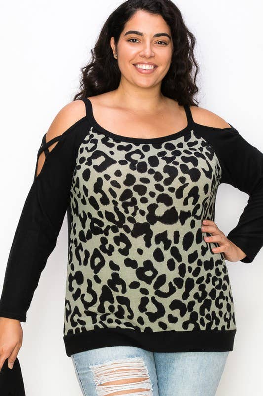 A.gain – Großhandel Strickoberteil – Damen – 10766LP561 - COLD-SHOULDER-TOP MIT TIERMUSTER IN ÜBERGRÖSSE9