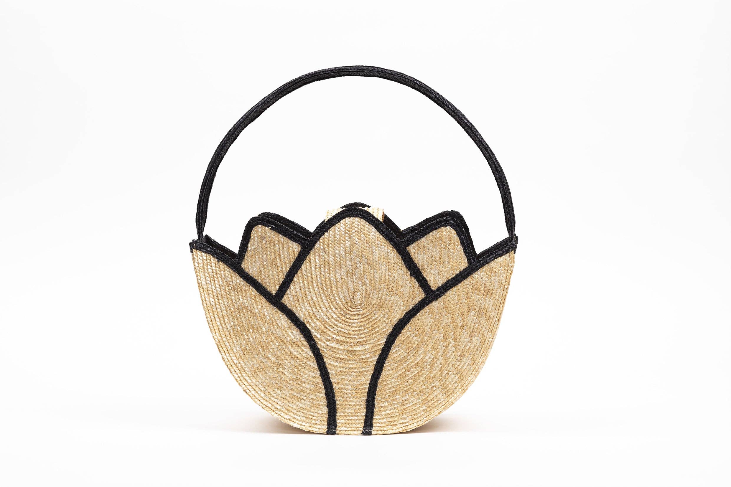 MATI - Vendita all'ingrosso Borsa con manico - Donna - Borsa piccola naturale a forma di loto in paglia