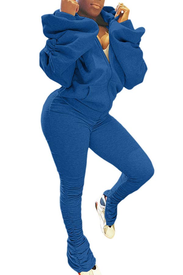 MB Fashion Wholesale - Wholesale Top & Pant Set (NOT Loungewear) - Women's - MB FASHION BACKLESS HOODIE RUFFLE SPLIT PANTS SET 813611