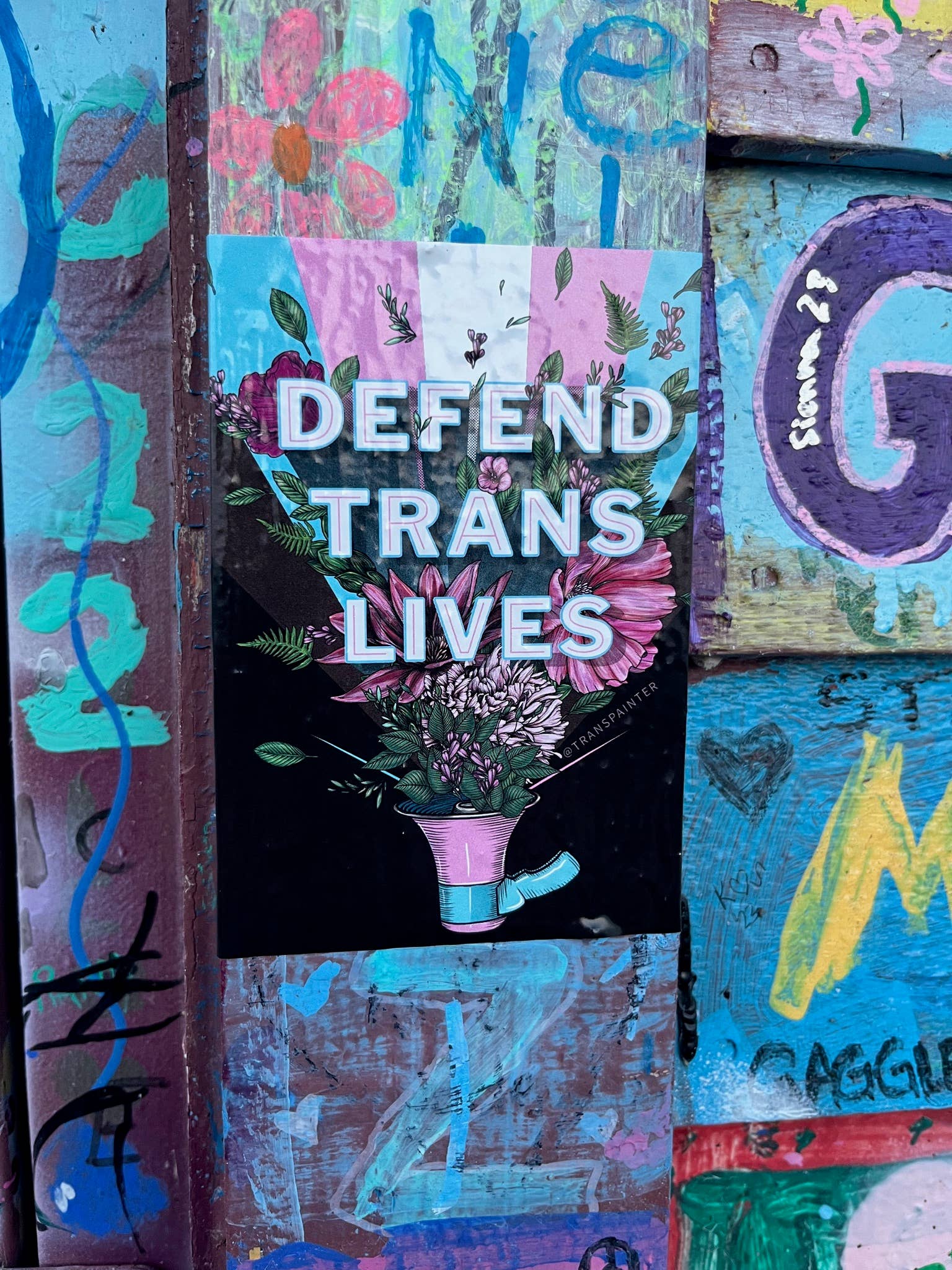 Transpainter - Wholesale Sticker - Defend Trans Lives Sticker | LGBTQ+ Bumper Stickers3