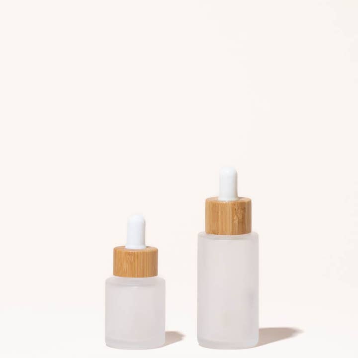 makesy - Wholesale Essential Oil Holder - 1.3 oz / 40 ml frosted glass & bamboo dropper bottle