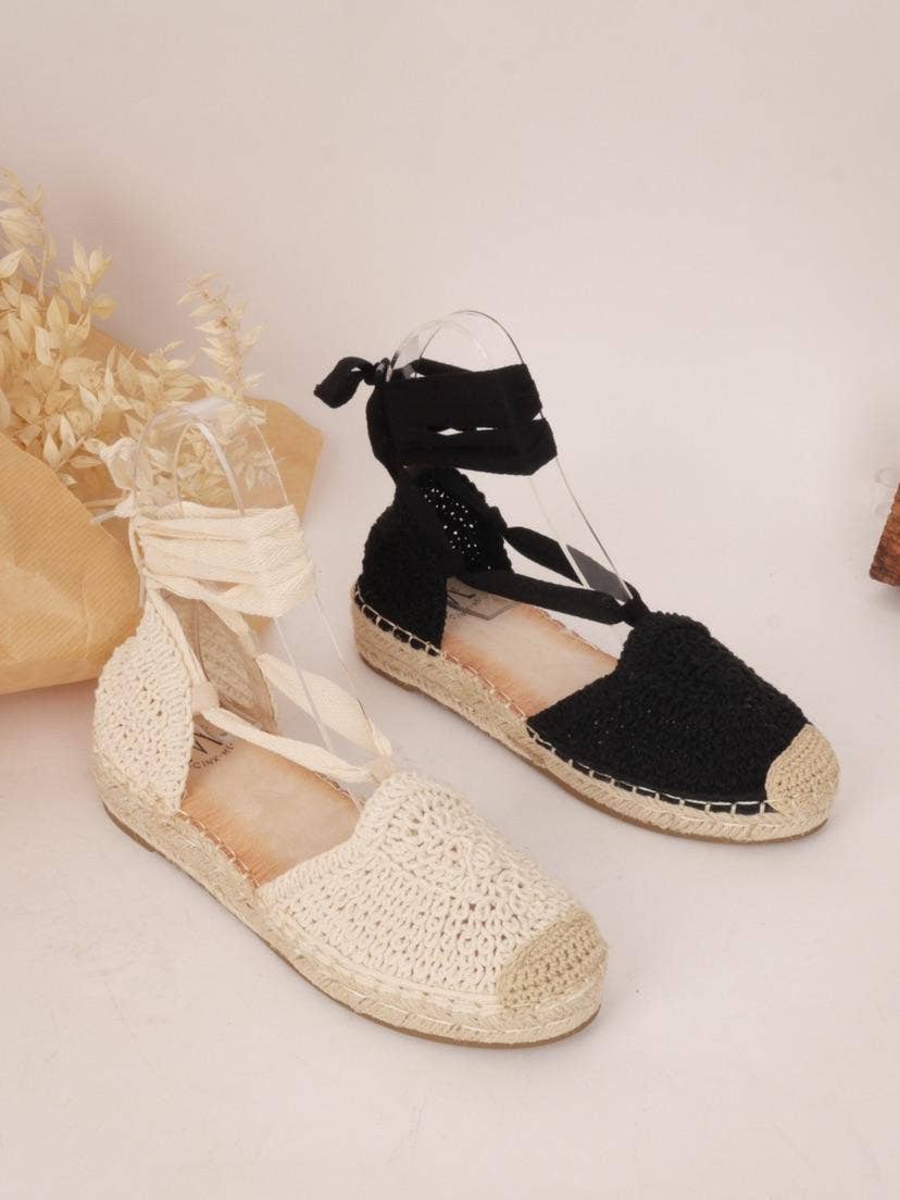 BELLICY / Cink-me - Wholesale Flats - Women's - Crochet-style espadrilles with mo lacing, PA25-180