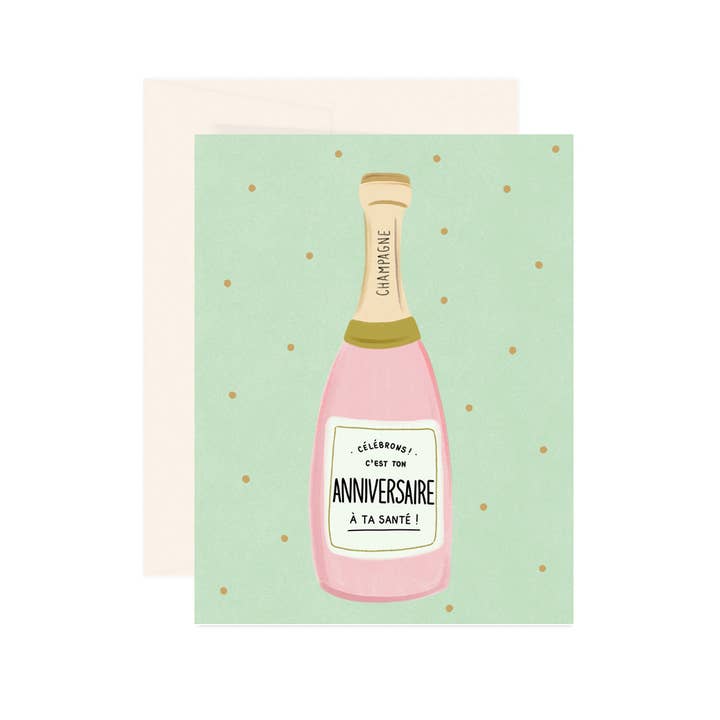Paige & Willow - Wholesale Birthday Card - Anniversaire Champagne