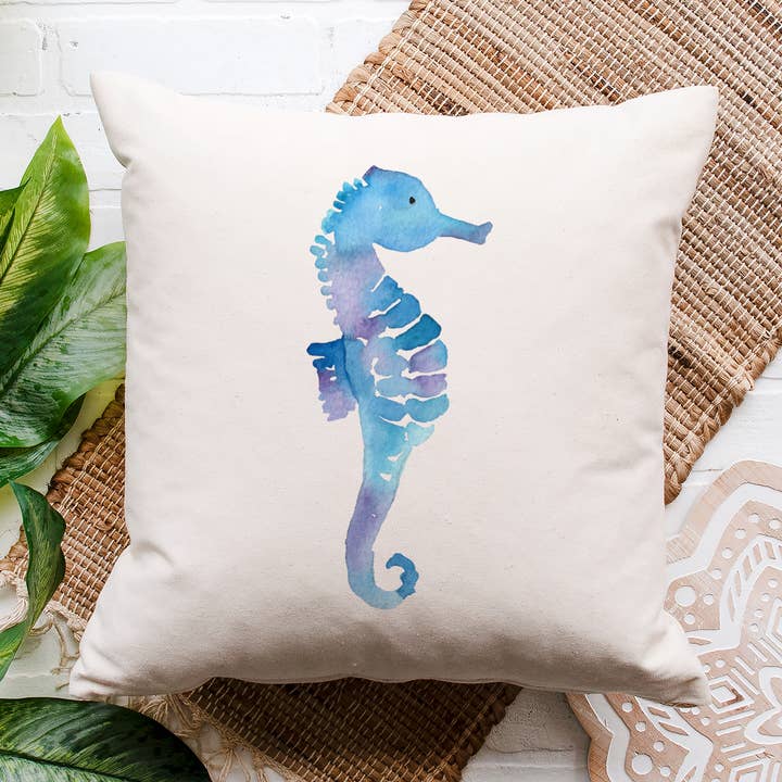 Funda de almohada de caballito de mar acuarela para venta al por mayor de Love You a Latte Shop