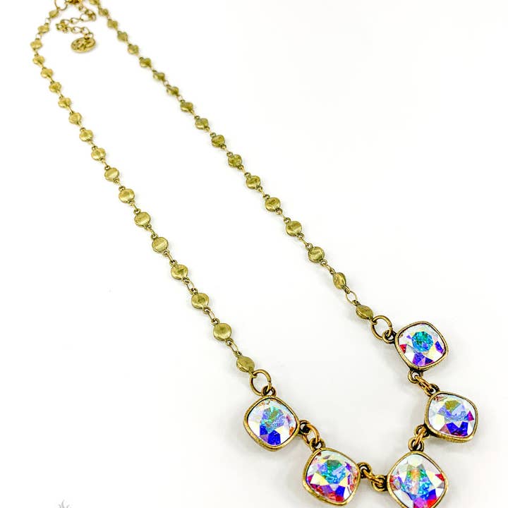 Oostenrijkse vierkante kristalketting, vijf stenen voor wholesale door Pink Panache Brands