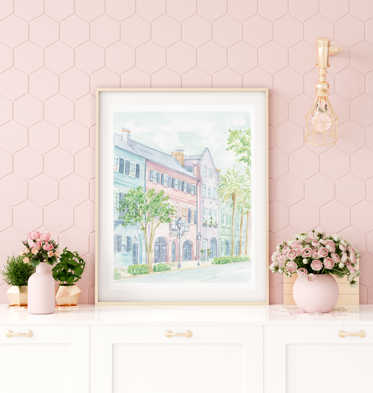 Simply Jessica Marie – wholesale Art print – Rainbow Row Watercolor Art Print2