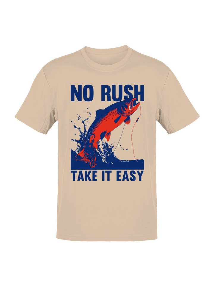 No Rush Take It Easy Fishing Men's T-shirt for wholesale by TShirtGuys.com
