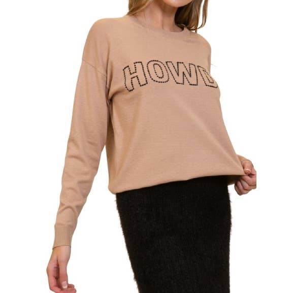 Blue Bunny Inc - Wholesale Knit Sweater - Women's - Playful HOWDY Stitched Sweater for Cozy Casual Style5