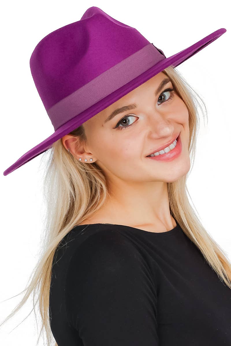 Cap Zone - Vente Chapeau en feutre – unisexe - Chapeau d'éleveur en feutre monochrome à large bord et nœud plat19