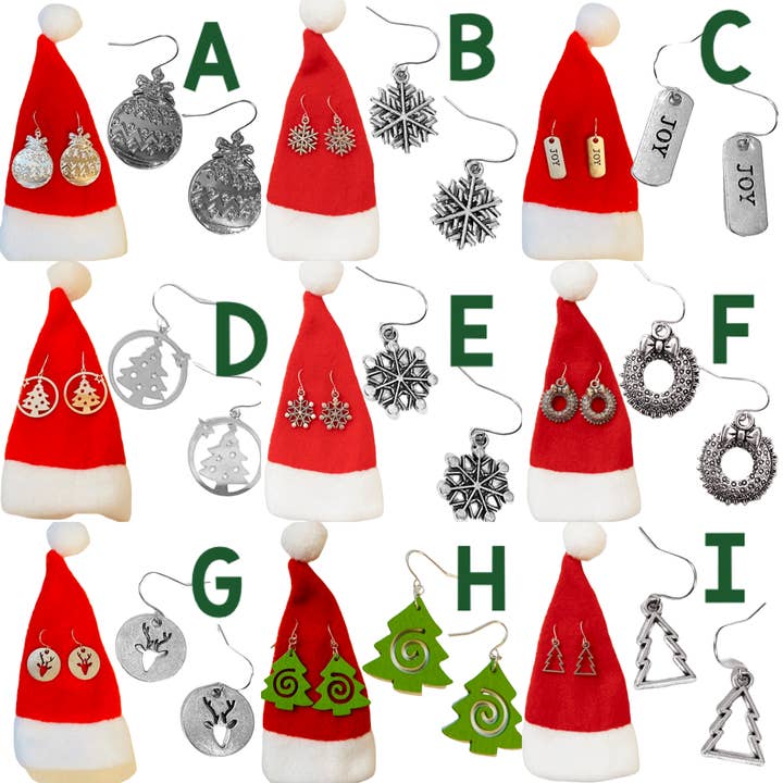 Orecchini di Natale, gioielli natalizi, orecchini per la vendita all'ingrosso da parte di Broken Record Boutique