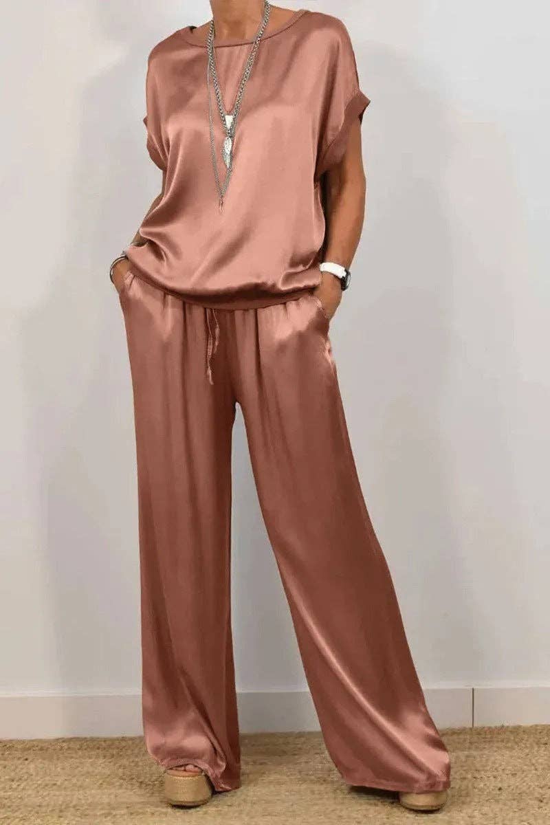 SALINA TRADING INC - Wholesale Top & Pant Set (NOT Loungewear) - Women's - Women Casual Solid Color Sleeveless Blouse Pants Set8
