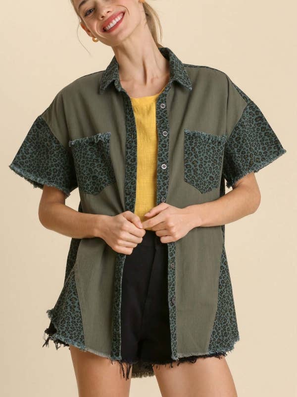 Mixed Animal Print Oversized Jacket With Chest Pockets for wholesale by Vanilla Monkey