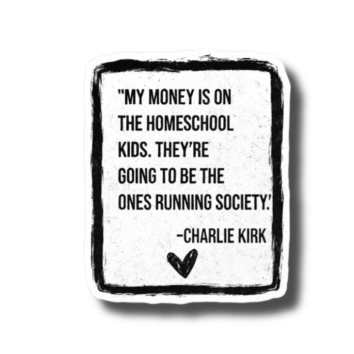 Lyrical River Designs - Wholesale Sticker - Charlie Kirk Homeschool Kids Running Society waterproof
