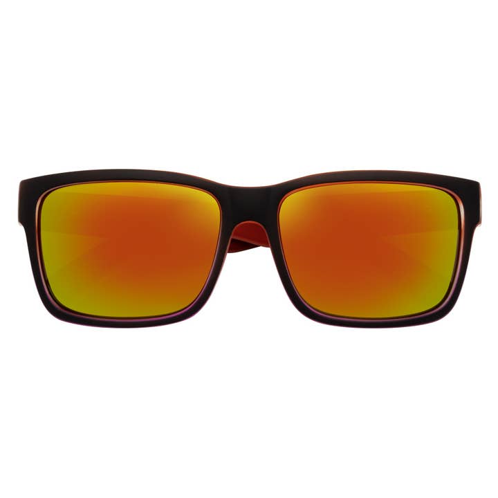 ENZO - Moderne Sportliche Dicke Quadratische Sonnenbrille Schwarz-Rot Orange Spiegel für den Großhandel von Morspecs