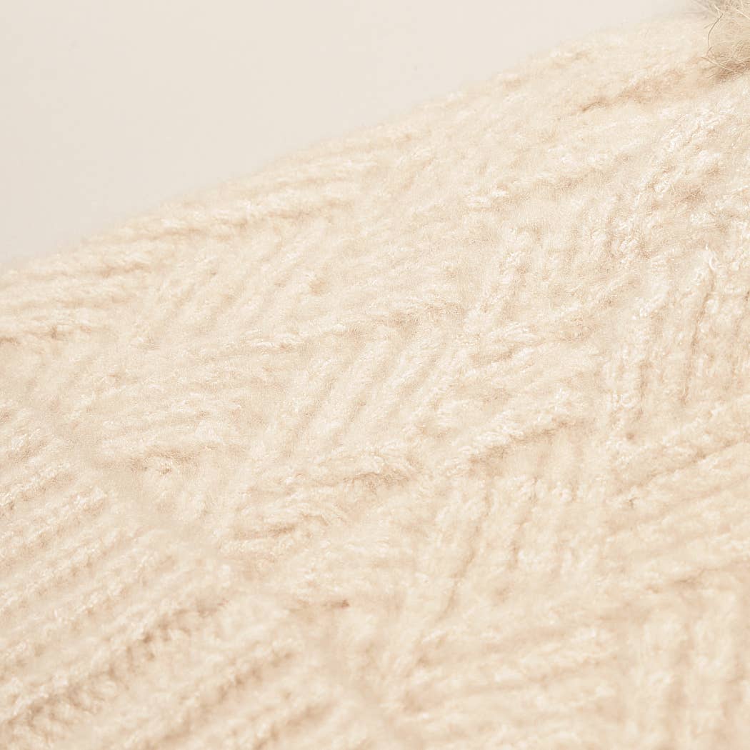 Fashion City - Wholesale Beanie - Dames - Chevron-gebreide muts met pompon van imitatiebont5