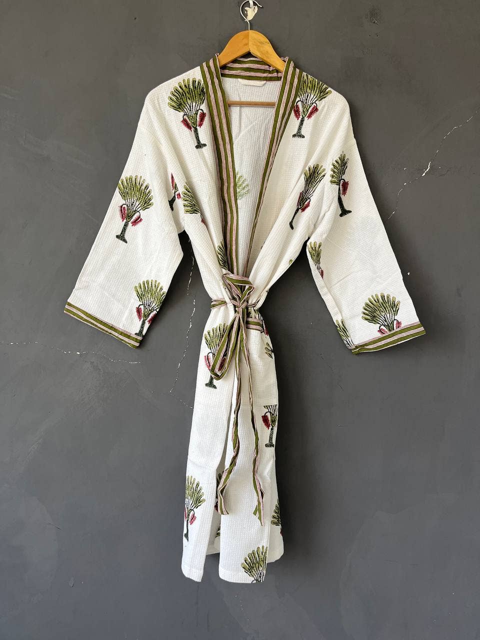 Bhawana Handicrafts - Vendita all'ingrosso Vestaglia - Donna - Accappatoio di lusso a nido d'ape da donna, vestaglia kimono3