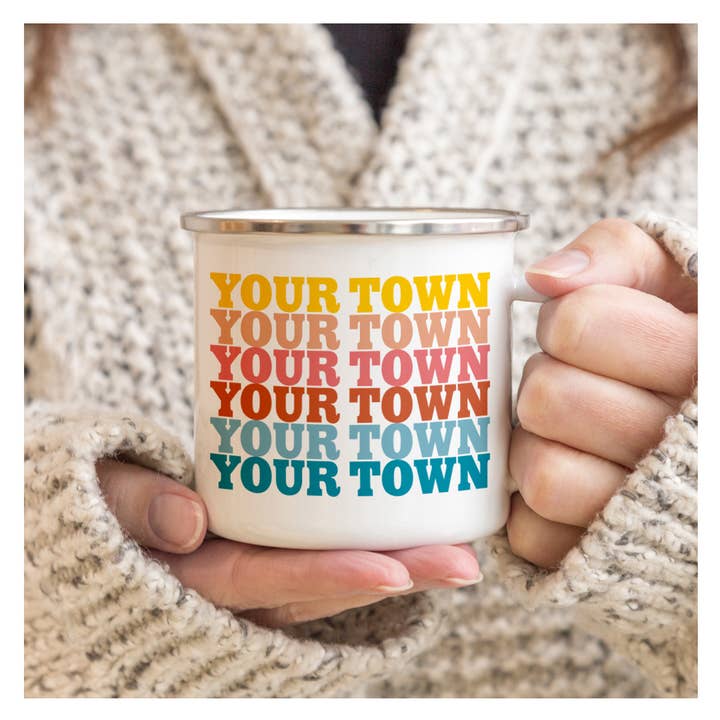 Rock Scissor Paper - Wholesale Coffee Mug - Personalized City Camp Mug - Supergraphics Repeat Name Drop