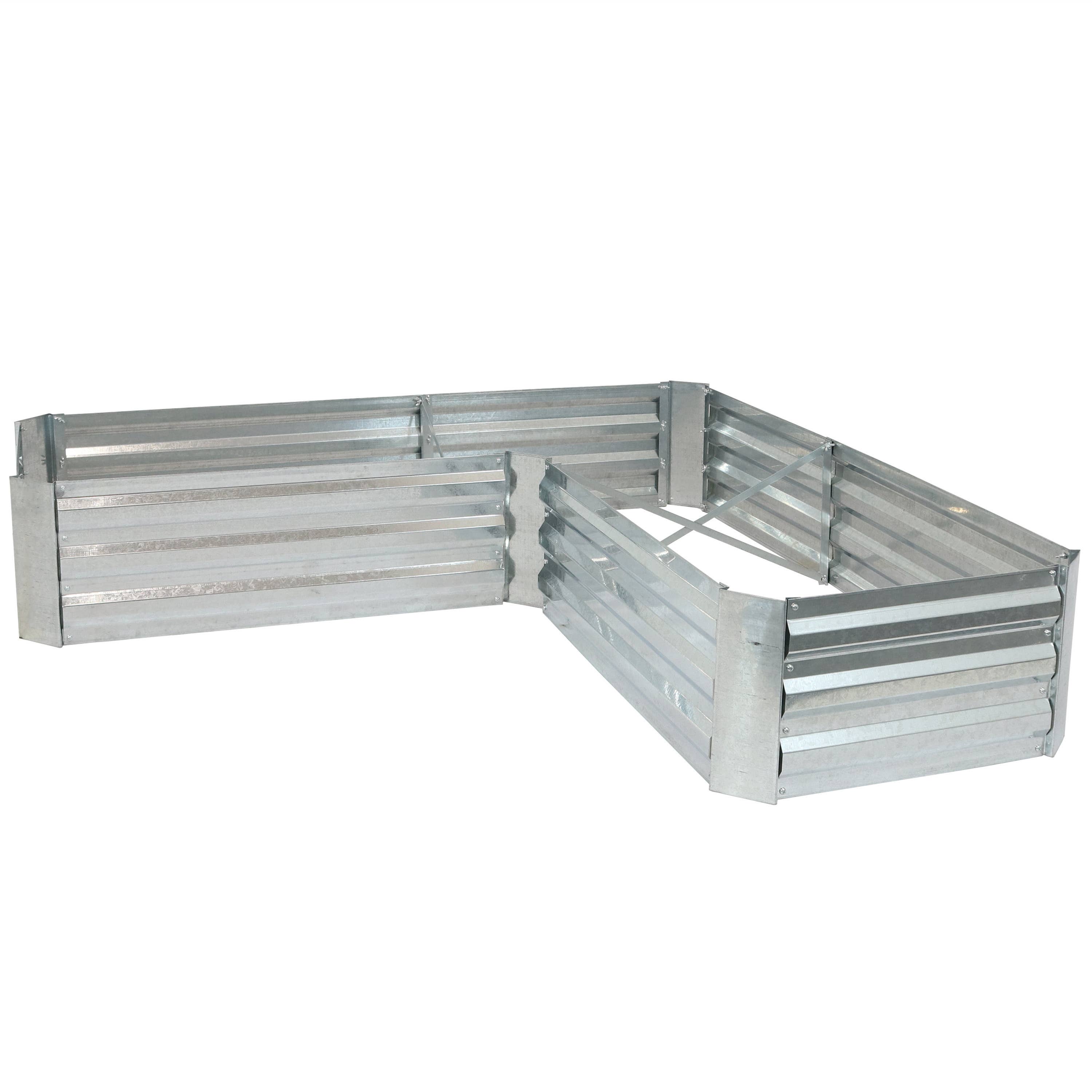 HomeRoots – Engroshandel Plantekasse – 12" X 60" Sølv Stål L Formet Hævet Havebed3