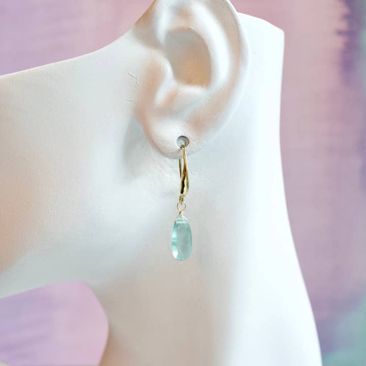 a.v. max - Wholesale Dangle Earrings - Kyanite Princess Teardrop Earring|Blue|Aqua|Green|Pink