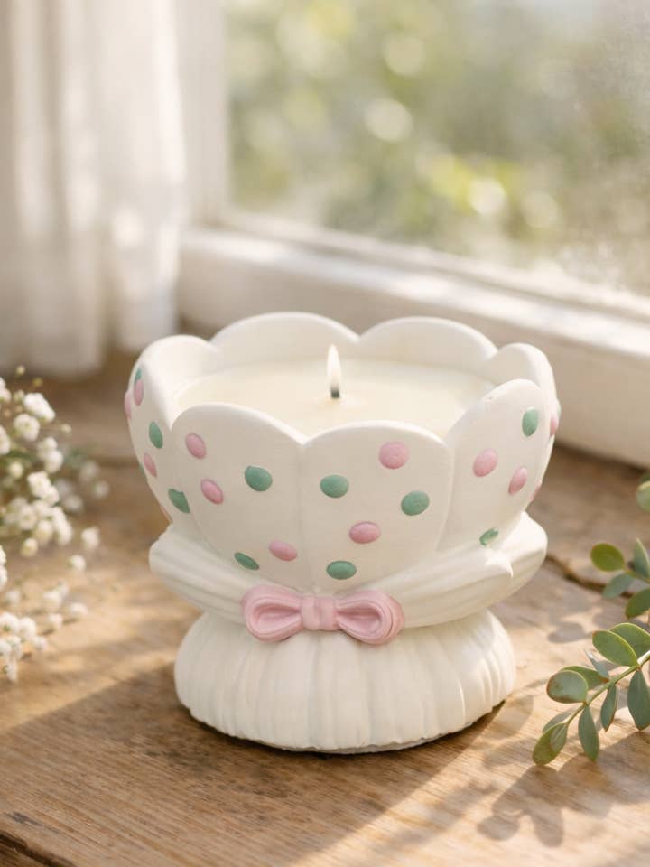 🌸 Pote de Vela Floral — Edição Limitada de Março — Ruibarbo e Creme por atacado de wilkscandlecreations