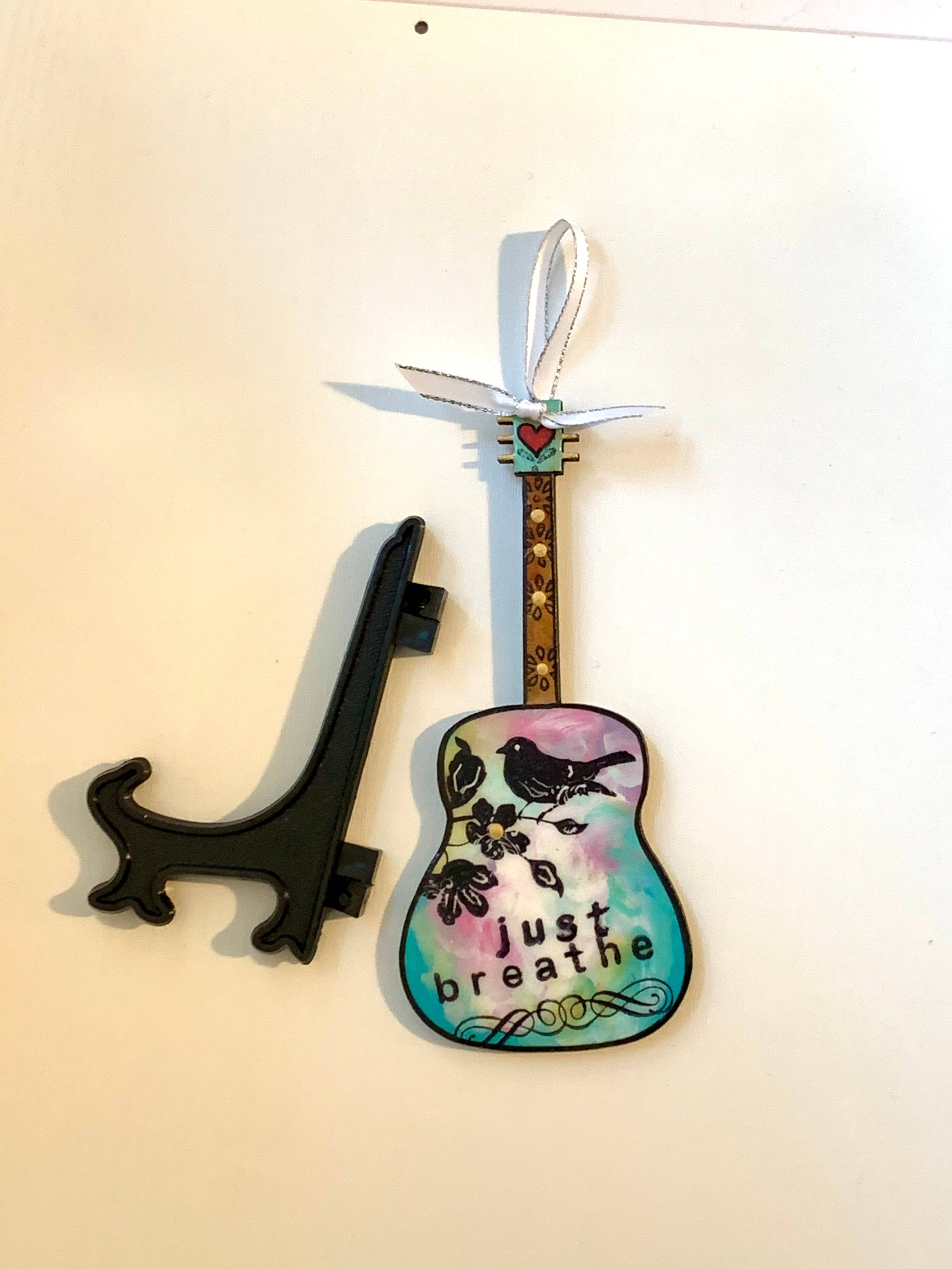 Clever Clogs Art - Wholesale Ornament - Just Breathe, Guitar Ornament3