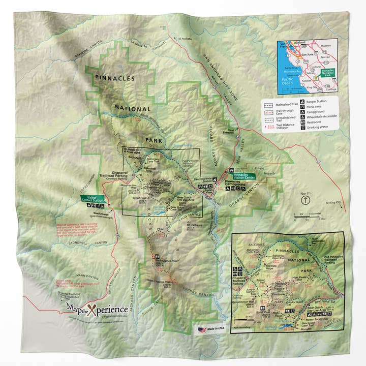 Pinnacles National Park Microfiber Map Bandana for wholesale by Map the Xperience