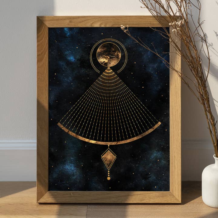 The Flow Design - Wholesale Art Print - Witchy Print, Balanced Pendulum, Celestial Spiritual Poster