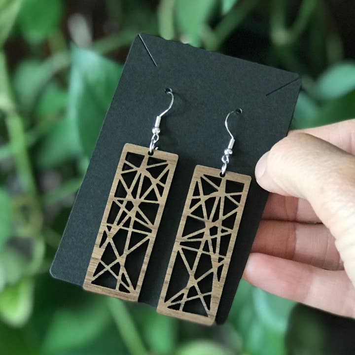 Boucles d'oreilles pendantes rectangulaires abstraites pour la vente par Simply Me • Gentlemen Est. 2017 LLC