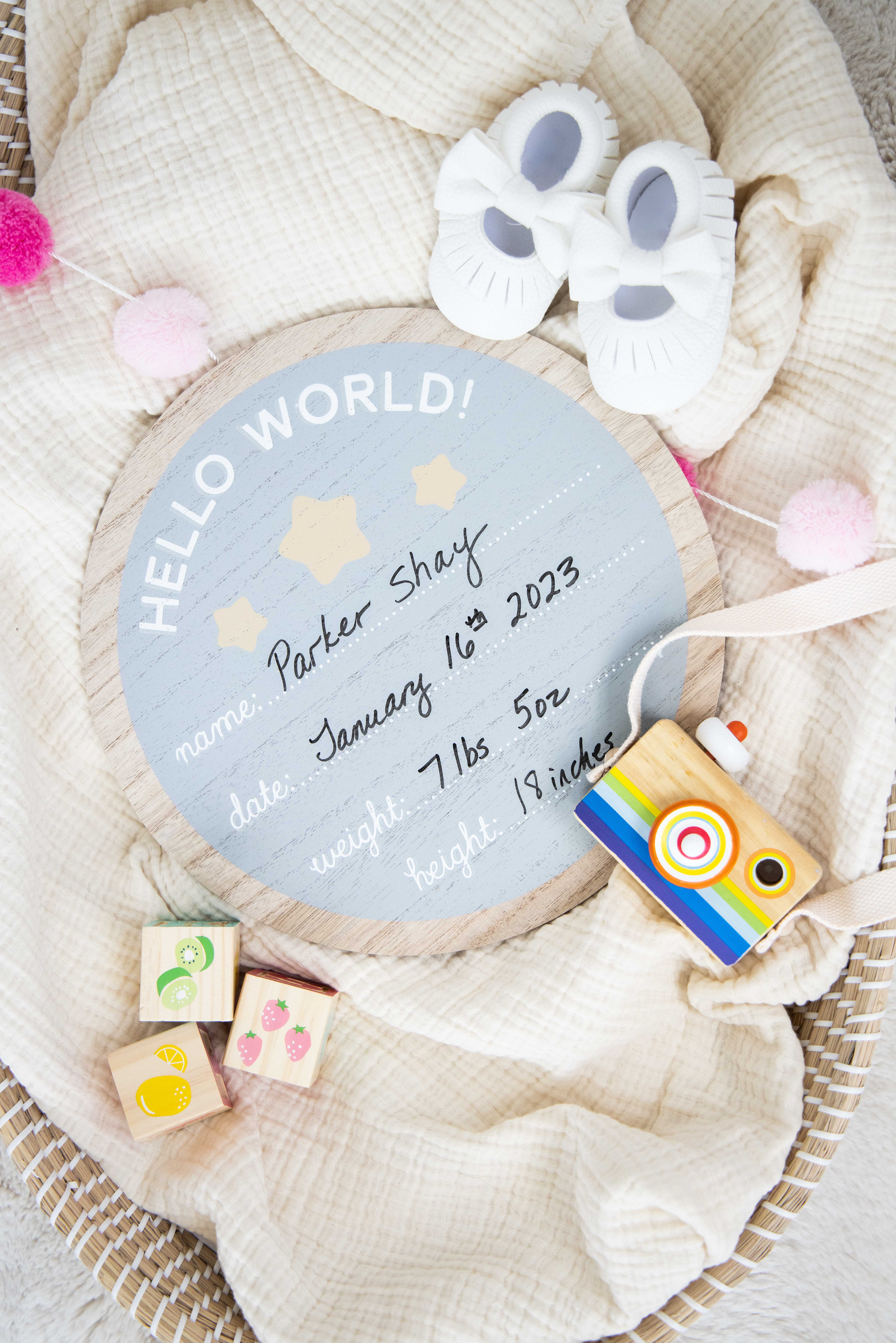 Kate & Milo - Wholesale Milestone Age Block - Kids & Baby - Hello World Fill in Photo Prop, Birth Announcement 5