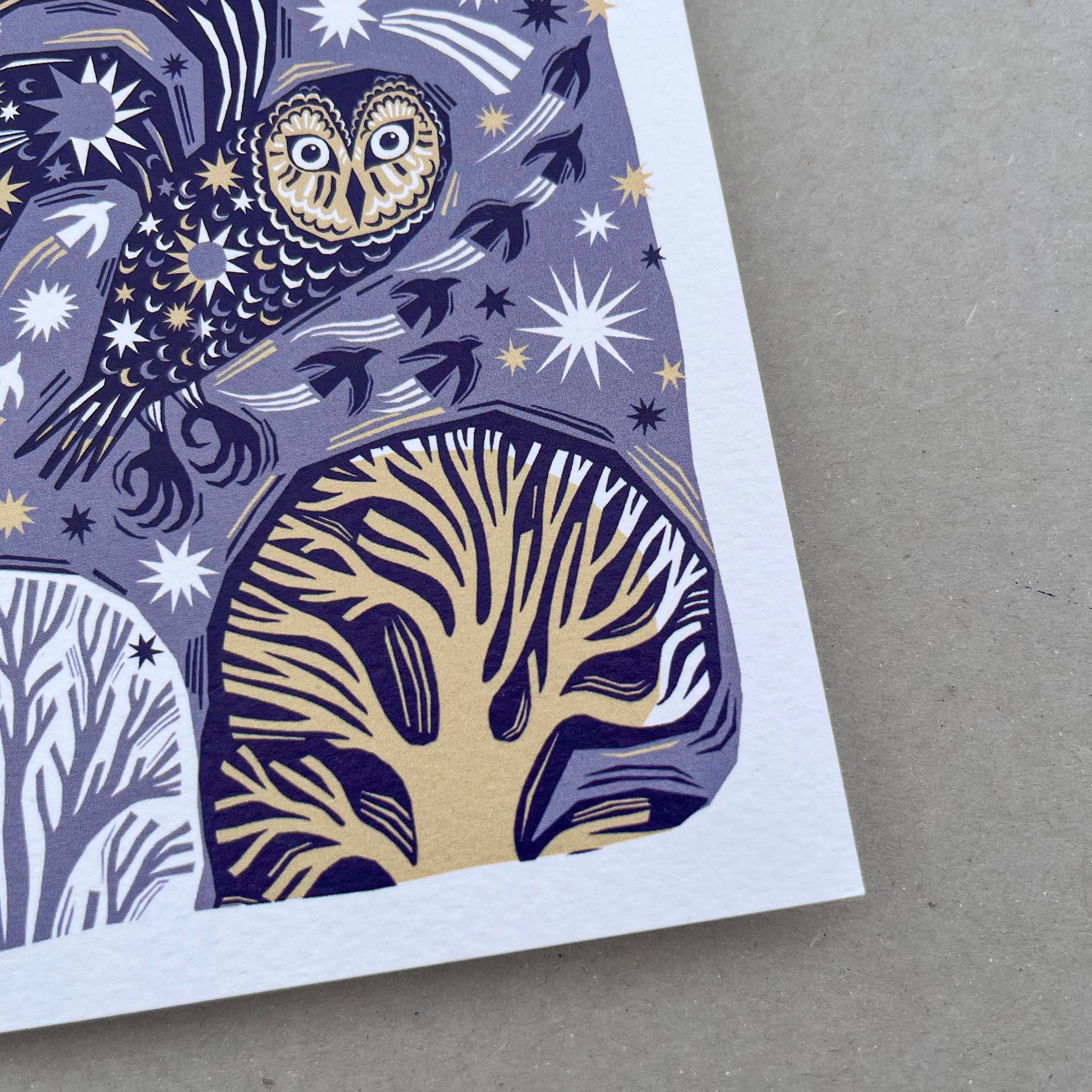 Folded Forest – wholesale Everyday greeting card – Greetings Card - Midnight Owl2