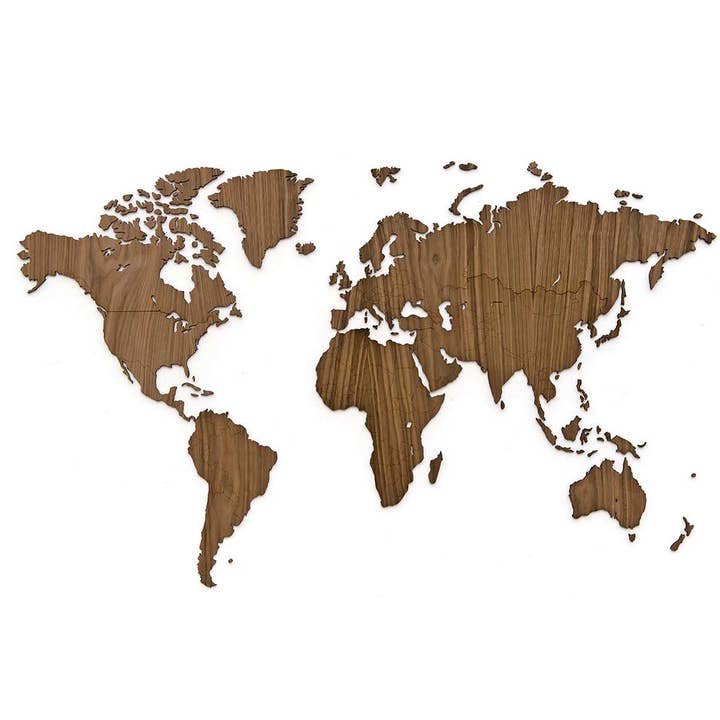 Wooden World Map - DIY - Walnut for wholesale by Wooden Amsterdam