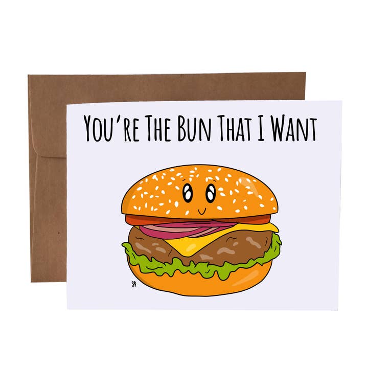SKP ink - Wholesale Love Card - You're The Bun That I Want | Burger Pun Greeting Card