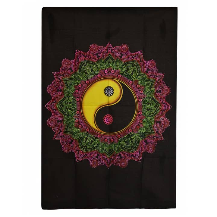 Cotton Wall Art (70x110cm) - Ying & Yang Mandala for wholesale by Ancient Wisdom