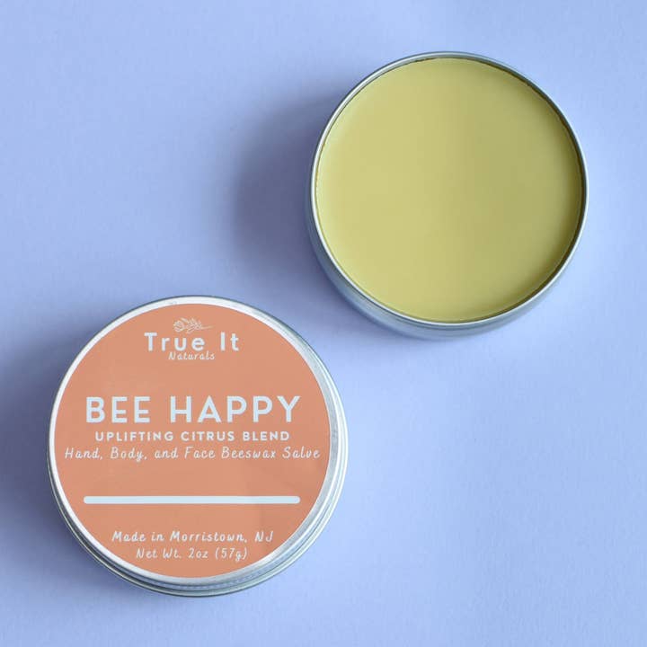 True It Naturals – wholesale Läkande salva/balsam/kräm – Citrus lokal ekologisk bivaxsalva - Bee Happy - 2 oz