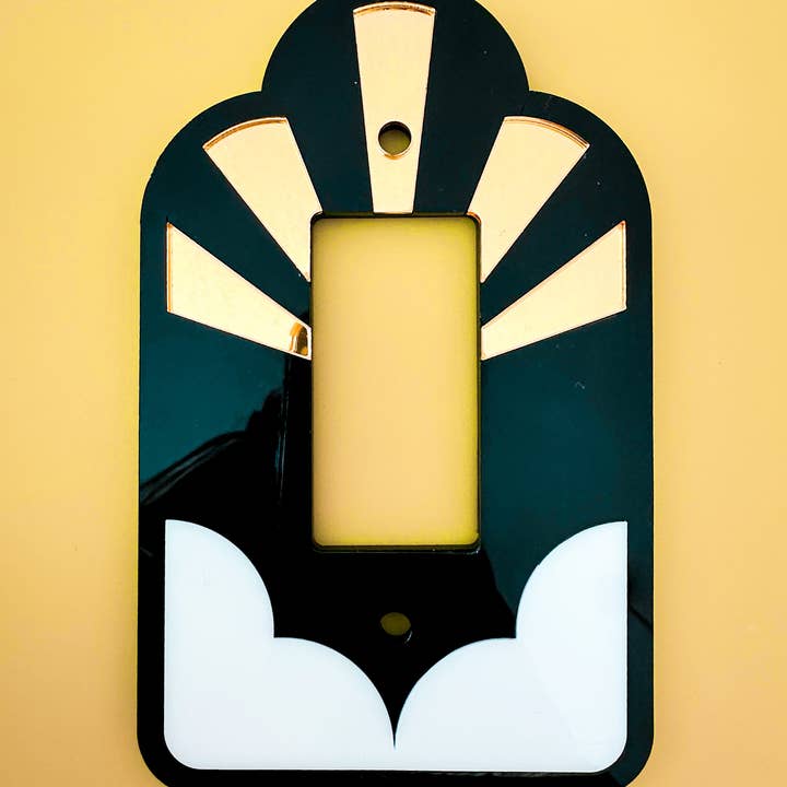 Whimsy Makers – Capa/placa do interruptor de luz por atacado – Tampa da placa do interruptor de luz Art Deco Sun Burst Art Deco ou tomada C4