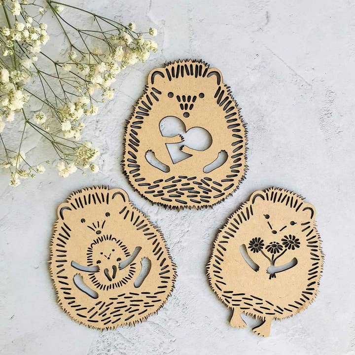 Decoración de pared con diseño de erizo, placas de madera, imagen de erizo, pared del hogar para venta al por mayor de Deco Rach Design