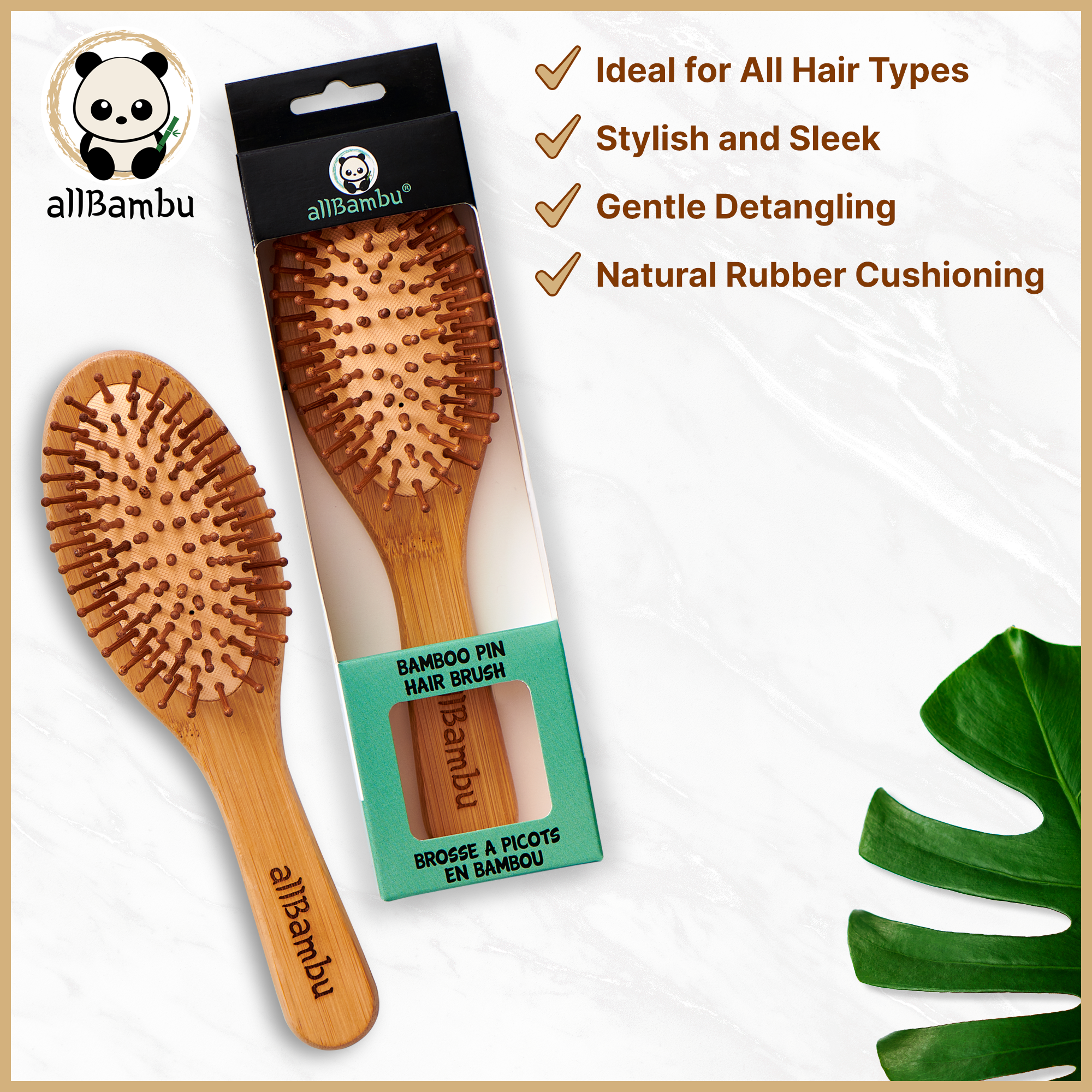allBambu Inc - Wholesale Hair Brush/Comb - Bamboo Hairbrush - Oval5
