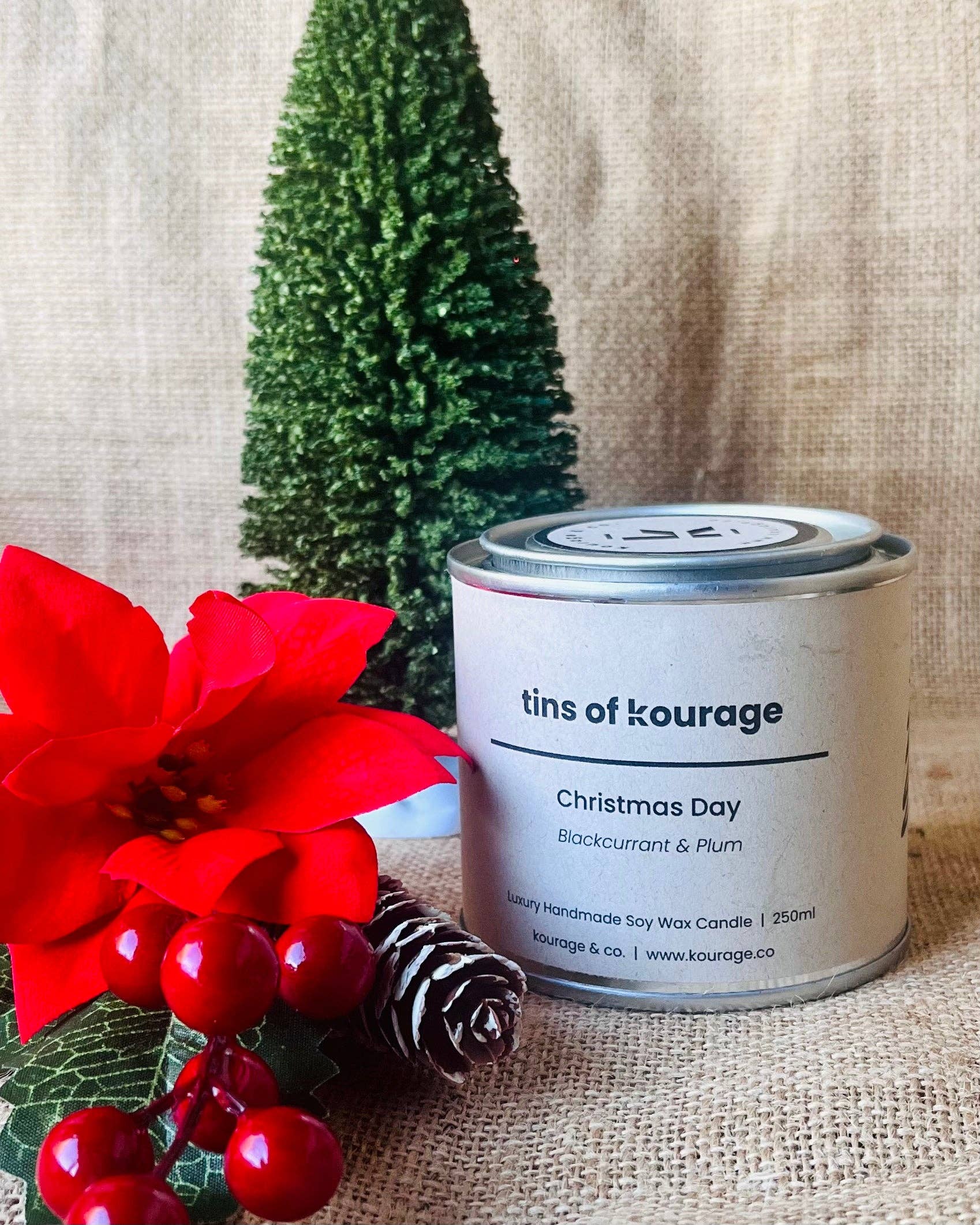 Kourage & co - Wholesale Jar/Filled Candle - Christmas Day Soy Wax Candle | Scented Paint Tin Candles2