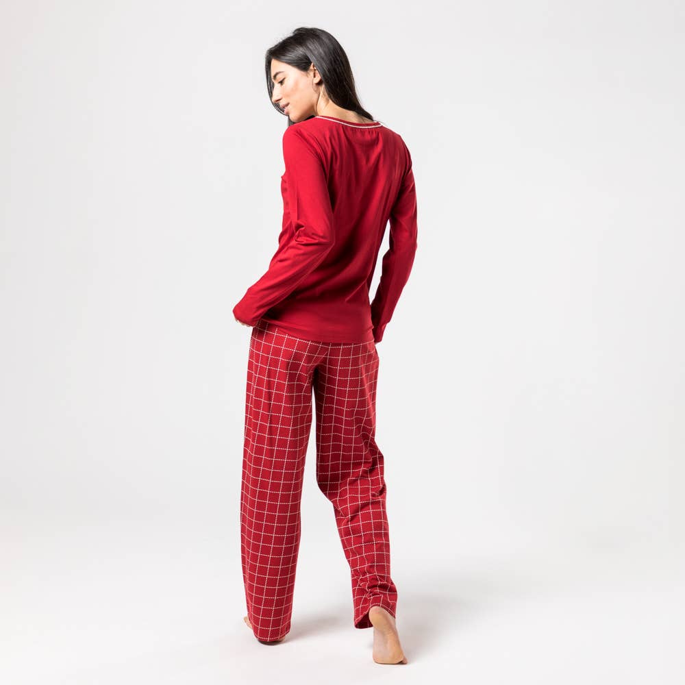 Veraluna Sustainable Clothing - Wholesale Sleepwear Set - Women's - ORGANIC COTTON PAJAMA CORCHEA CHECKS FAIR TRADE1