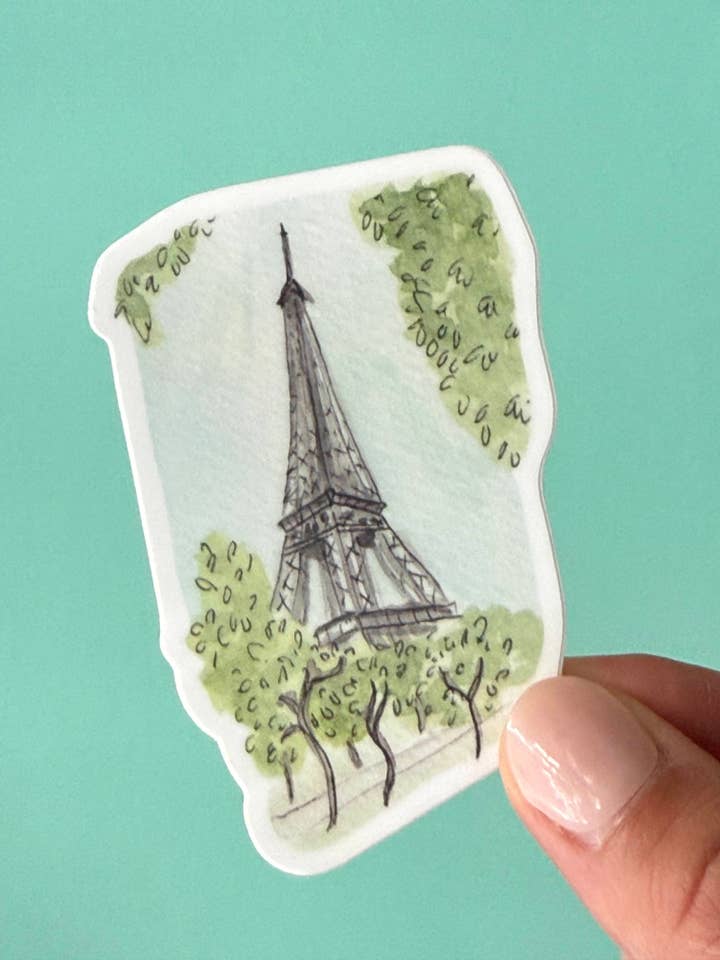 Eiffel Tower Sticker – Paris Watercolor Travel Art for wholesale by Alexandra Schmeling Fine Art