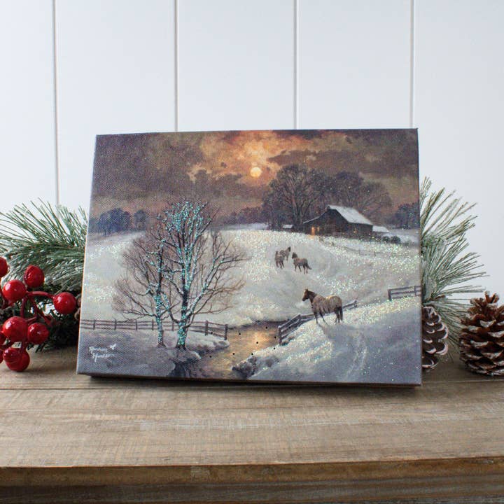 Glow Decor - Vendita all'ingrosso Decorazione natalizia - Tela da tavolo illuminata Frozen Fields 8x61