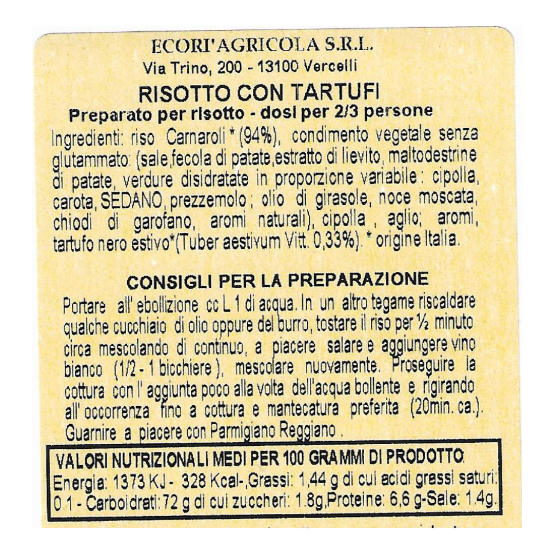 ECORI' AGRICOLA SRL - Vente Riz - Risotto aux truffes avec riz Carnaroli classique - 300 g1